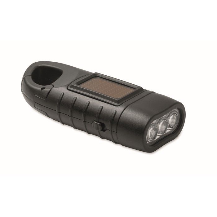Lampe torche rechargeable par panneau solaire et manivelle dynamo