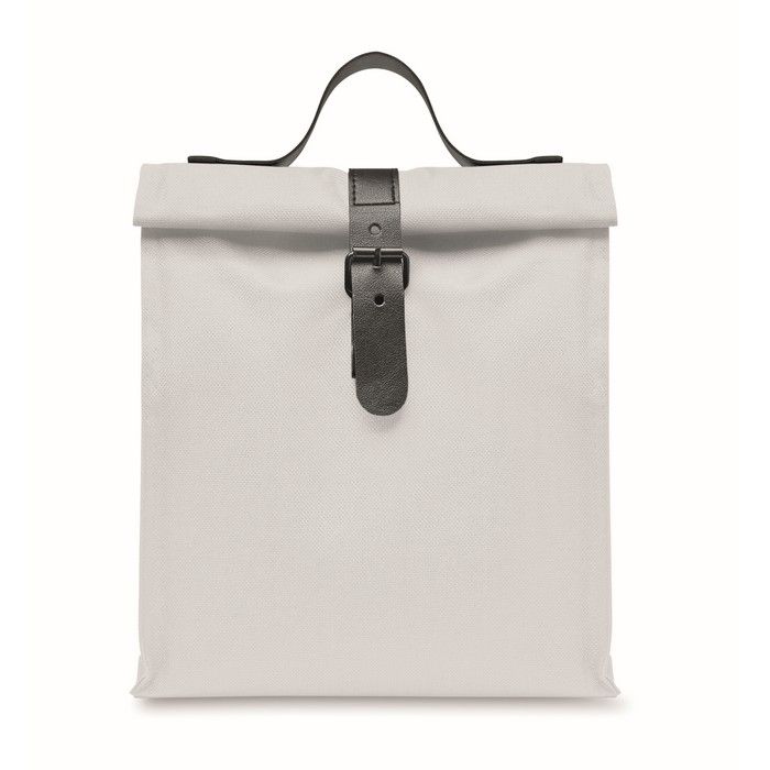 Sac isotherme roll-top en polyester avec anse et fermeture en cuir
