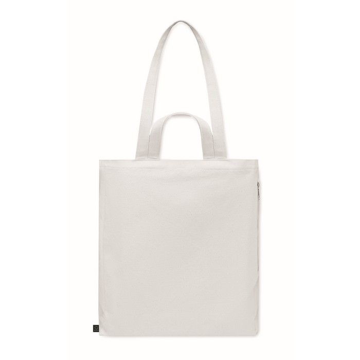 Sac de courses à anses courtes avec poche latérale 380 g/m²