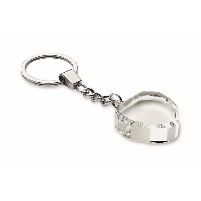 Porte-clés en verre en forme de cœur à personnaliser