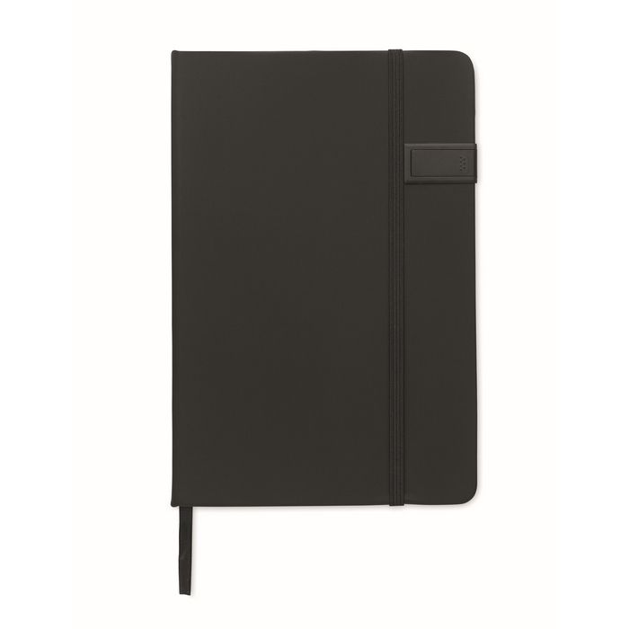 Carnet A5 noir à couverture rigide avec clé USB incluse pages lignées
