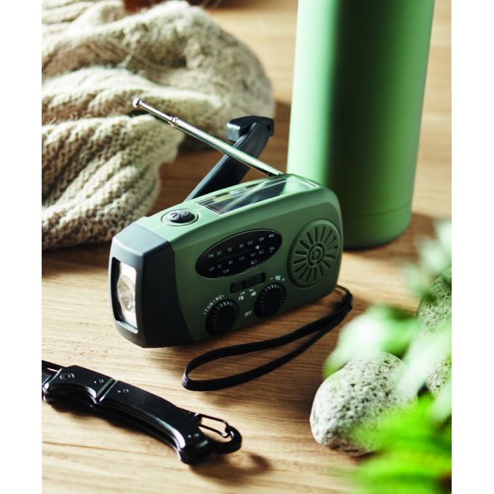 Radio portable solaire avec lampe et batterie d’urgence