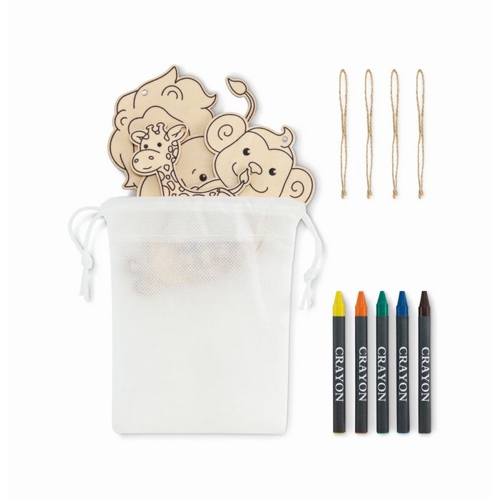 Set de peinture pour enfants avec suspensions en bois et crayons