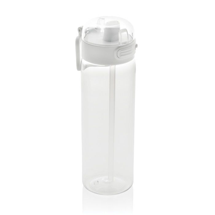 Bouteille de sport en RPET avec bouchon antifuite et paille 800 ml
