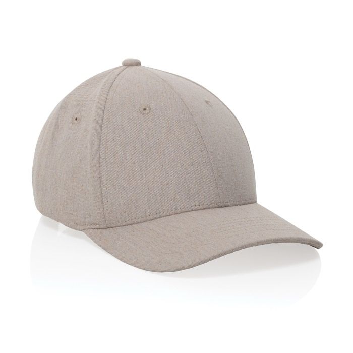 Casquette 6 panneaux en coton recyclé avec tissu chiné 200 g/m²