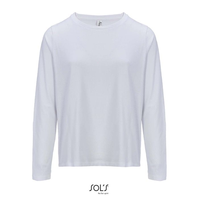 T-shirt coton semi-peigné manches longues col rond