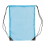 Sac à cordons en polyester coloré avec cordons noirs couleur bleu ciel deuxième vue