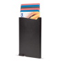Porte-cartes en aluminium avec bouton et rangement pour 6 cartes couleur noir deuxième vue