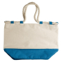 Sac en toile avec base colorée et cordons résistants couleur bleu ciel deuxième vue