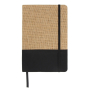 Carnet en jute et RPET avec détail coloré à la base et pages lignées