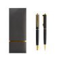 Ensemble stylo et roller en métal avec un design élégant, encre bleue