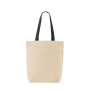 Sac en coton avec soufflet inférieur et poignées colorées 180 g/m²