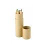 Étui en carton rond avec 6 crayons de couleur en bois