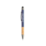Stylo en aluminium et liège avec texture caoutchoutée encre bleue
