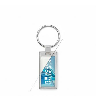 Porte-clés impression intégrale en alliage de zinc rectangulaire