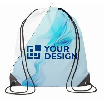 Sac à dos à cordons impression intégrale en RPET avec coins en PU