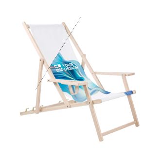 Transat en bois impression intégrale avec porte gobelet fabriqué en UE