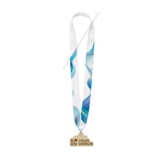 Médaille impression intégrale en bois avec ruban cousu en V