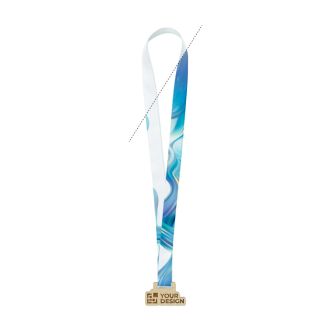 Médaille en bois impression intégrale avec ruban cousu en boucle