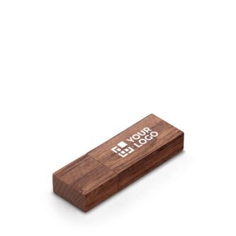 Clé USB impression intégrale avec boîtier en bois de noyer et capuchon