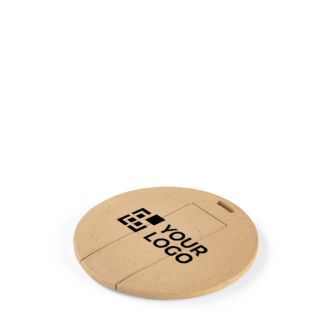 Clé USB ronde impression intégrale en fibre de blé et plastique