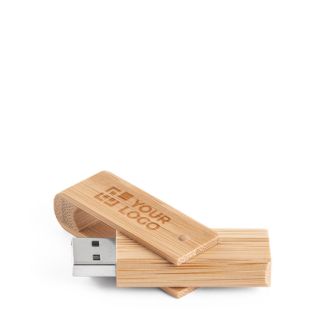 Clé USB pivotante impression intégrale en bois de bambou