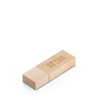 Clé USB pivotante impression intégrale en bois de bambou ou d’érable