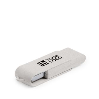 Clé USB écologique pivotante impression intégrale en fibre de blé