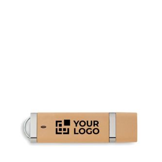 Clé USB impression intégrale en paille de blé avec capuchon et anneau