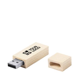 USB impression intégrale avec boîtier en bois de bambou et capuchon