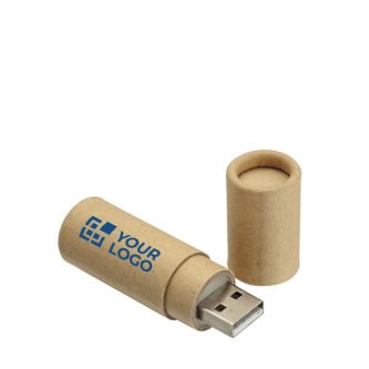 Clé USB durable cylindrique impression intégrale en carton recyclé
