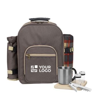 Élégant sac à dos de pique-nique publicitaire vue avec zone d'impression