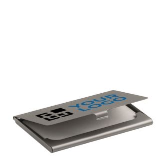 Porte-cartes chromés personnalisés avec zone d'impression