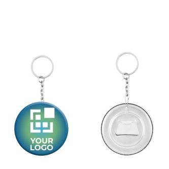 Porte-clés avec badge décapsuleur ~ 58mm couleur  argenté mat