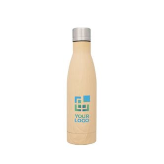 Bouteille isotherme pas cher imitation bois avec zone d'impression
