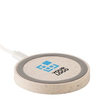 Chargeur sans fil en paille de blé couleur beige