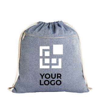 Sac cordon publicitaire en coton recyclé couleur noir