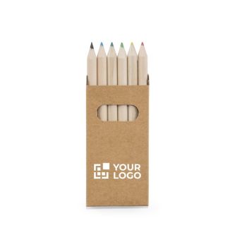 Boîte de 6 crayons de couleurs publicitaires avec zone d'impression