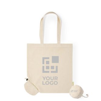 Sac pliable en coton biologique vue avec zone d'impression