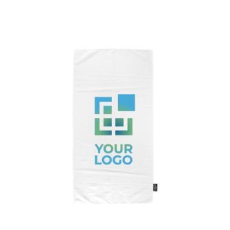 Serviette en polyester RPET sublimée vue avec zone d'impression