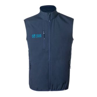 Gilet publicitaire softshell recyclé 300 g/m2 couleur bleu marine