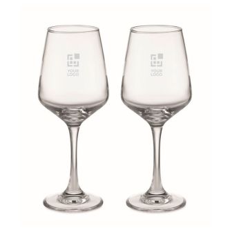 Deux verres à vin personnalisés avec zone d'impression