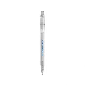 Stylo publicitaire avec encre Dokumental couleur blanc avec logo