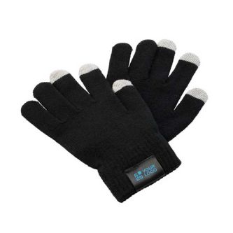 Gants tactiles en polyester couleur noir avec zone d'impression