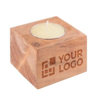 Bougeoir en bois d'acacia avec zone d'impression