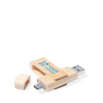 Clé USB en bois avec fermeture rotative et USB type C Ecotwist OTG-C
