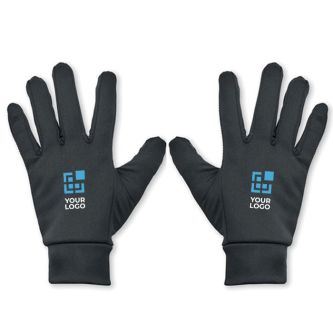 Gants de sport tactiles en polyester pour l'utilisation du smartphone vue avec zone d'impression