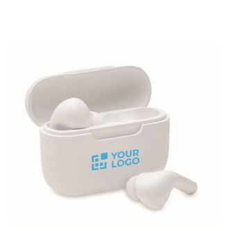 Ecouteurs sans fil avec microphone et batterie d'une autonomie de 3h vue avec zone d'impression