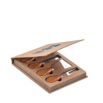 Set de 4 couteaux à fromage avec manches en bois de caoutchouc