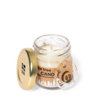 Bougie écologique en verre avec parfum de pin et graines